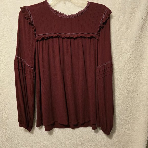 Oliva Ceous Tops - Oliva Ceous Maroon Like Gauze Blouse Size S